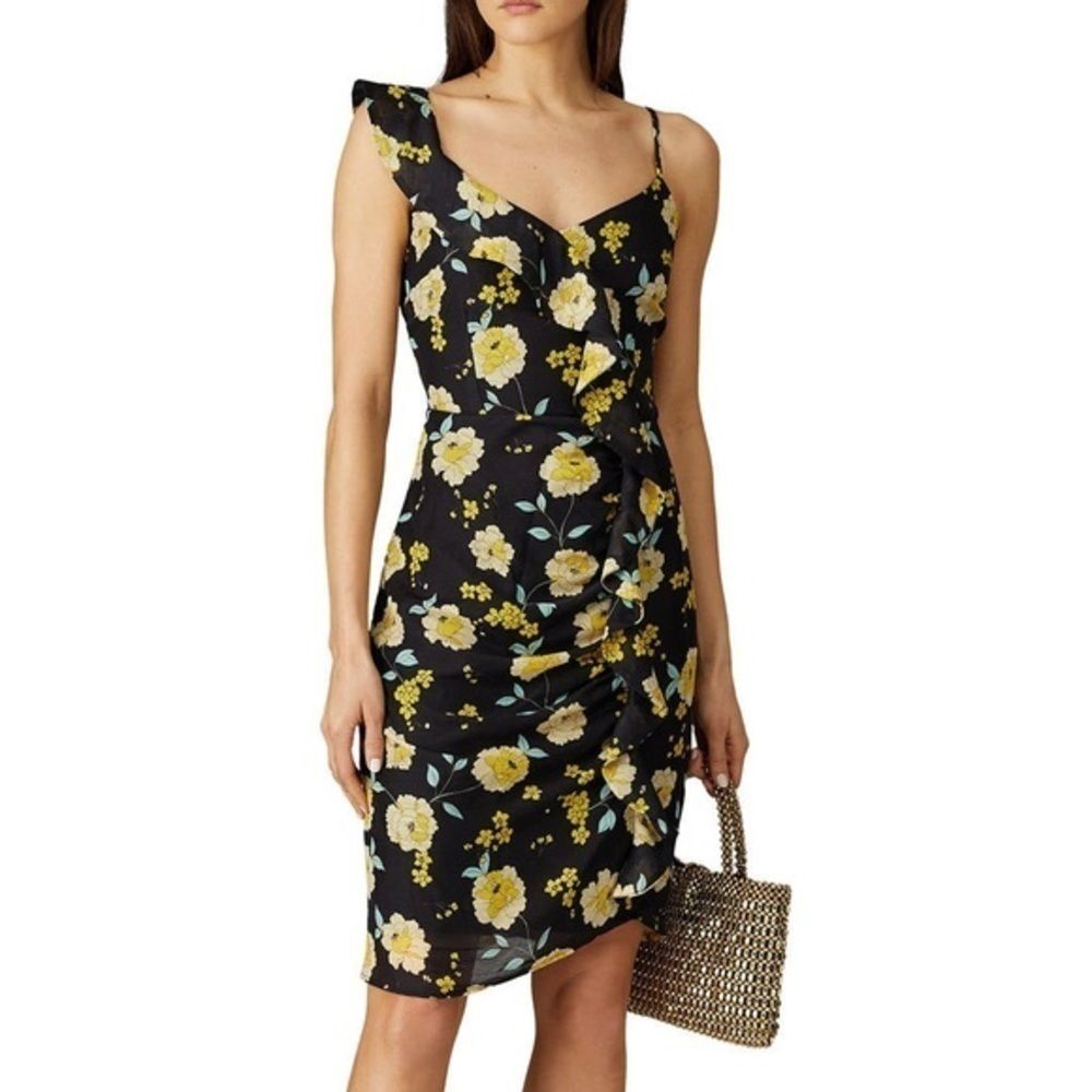 Cupcakes & Cashmere Ariadne Asymmetrical Romantic Floral Print Chiffon Dress 0